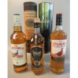 Collection of whiskies to include; two similar The Famous Grouse finest Scotch whiskies, William