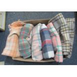 Collection of woollen blankets/carthen and throws, all check, in various colours. (6) (B.P. 21% +