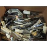 Large collection of loose cutlery including; fish knives, butter knives, forks, teaspoons etc. (B.P.