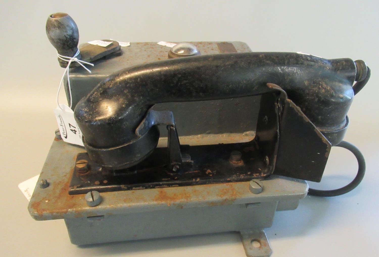 Royal Naval Admiralty ship's bulkhead telephone marked M.K XV AP13231, Tele.mfg.Company London. (B.