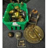 Box of metalware containing two EPNS silver goblets, a Courvoisier cognac cannon design holder, an