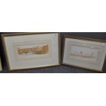 Donala Jones, two studies of Florence, signed and dated '89, watercolours. 7.5 x 24 and 11.5 x