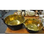 Two 19th century, two handled, brass preserving pans. (2) (B.P. 21% + VAT)