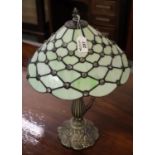 Modern Tiffany style table lamp having green shade on a bronzed finish base. (B.P. 21% + VAT)