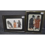 Two similar Chinese school studies of immortals. Watercolours, framed and glazed. (2) (B.P. 21% +