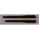 Waterman Ideal Paris 18ct gold nibbed fountain pen with marble finish shaft and a matching ball