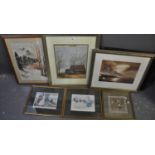 Collection of assorted furnishing pictures prints, watercolours, landscapes, seascapes, cartoon