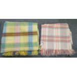 Two check woollen blankets or carthen in various colours. (2) (B.P. 21% + VAT)