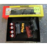 Fleischmann 4138 locomotive in original box, together with a box containing unboxed tankers and