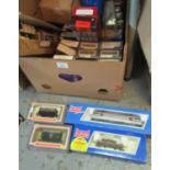 Box containing large collection of Dapol authentic oo gauge models, coal tenders, Castle Neath Abbey