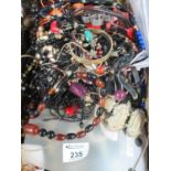 Box of assorted costume jewellery, mainly modern; dress rings, bracelets, necklaces etc. (B.P. 21% +