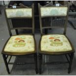 A pair of Edwardian mahogany inlaid bedroom chairs with Art Nouveau