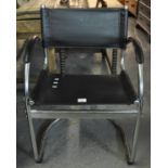 Modern leather and chrome office open armchair. (B.P. 21% + VAT)