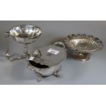 Victorian silver pedestal dish Julius Rosenthal, London 1893, 3.85 troy oz approx, together with a
