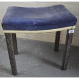 George VI limed oak Coronation stool with upholstered seat. Impressed marks to the underside G.R.