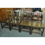 Set of four 19th century oak Chippendale style chairs on square supports. (4) (B.P. 21% + VAT)