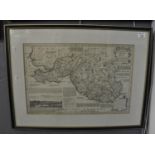 Thomas Kitchen, original map of Glamorganshire with vignette, 36 x 52cm approx, Hogarth frame. (B.P.