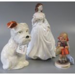 Royal Worcester porcelain figurine 'Golden Ladies, Helen', together with a pottery study of a Sylvac