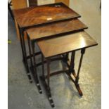 Edwardian mahogany inlaid nest of three tables with simulated bamboo legs. (B.P. 21% + VAT)