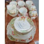 Radfords English bone china 'Harebell' design part teaset to include; teacups, milk jug, sucrier and