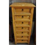 Modern Mexican pine straight front narrow chest of seven drawers. (B.P. 21% + VAT)
