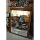 Late 19th/early 20th century walnut bevel plate over mantel mirror. (B.P. 21% + VAT)
