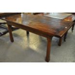 Good quality oak refectory table standing on square chamfered legs, 17th Century style. 182 x 90 x