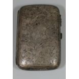 Silver engraved cigarette case with gilded interior and initials. 4.2 troy oz approx. (B.P. 21% +