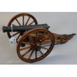 Wood and cast metal scale model of a British 9 pound field artillery cannon, probably Napoleonic