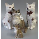 Beswick pottery no.1867 seated fireside cat, together with Beswick seated kitten and a pair of