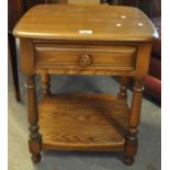 Ercol elm, single drawer lamp table with under tier. (B.P. 21% + VAT)