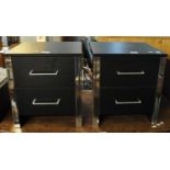 Pair of modern bedroom chests with chrome finish supports. (2) (B.P. 21% + VAT)