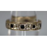 9ct gold sapphire and diamond full eternity ring. Ring size M. Approx weight 3.7 grams. (B.P.