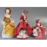 Three Royal Doulton bone china figurines to include; 'Lydia' HN1908, 'Sandra' HN2275 and 'Top O'