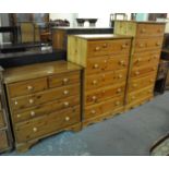 Three modern pine straight front bedroom chests of drawers. (3) (B.P. 21% + VAT)