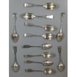 Matching set of 12 Georgian silver fiddle pattern teaspoons (B.P. 21% + VAT)