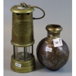 Brass miners safety lamp, British Coal Mining Company, Wales UK, type Vail Colliery 'Aberaman