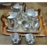 Tray of 1950s/60s Picquot ware tea and coffee set to include: teapot, two coffee pots, two jugs, two
