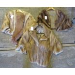 Three vintage 60's mink fur stoles in different colours, two palomino colour, together with a fox