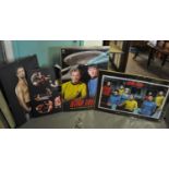 Two framed boxing prints on canvas, Joe Calzaghe etc, and two unframed Star Trek posters. (4) (B.