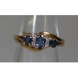 9ct gold sapphire and diamond cluster ring. Ring size H. Approx weight 3 grams. (B.P. 21% + VAT)