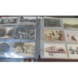 Postcards collection in large boxed album; topographical, photo groups etc. 280 + cards. (B.P. 21% +