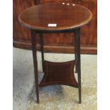 Edwardian mahogany inlaid circular occasional table with concave under tier. (B.P. 21% + VAT)