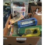 Box of diecast model vehicles, mainly in original boxes to include; Corgi Superhaulers transit