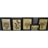 Collection of Chinese paintings on rice or pith paper to include; a small study of figures at work
