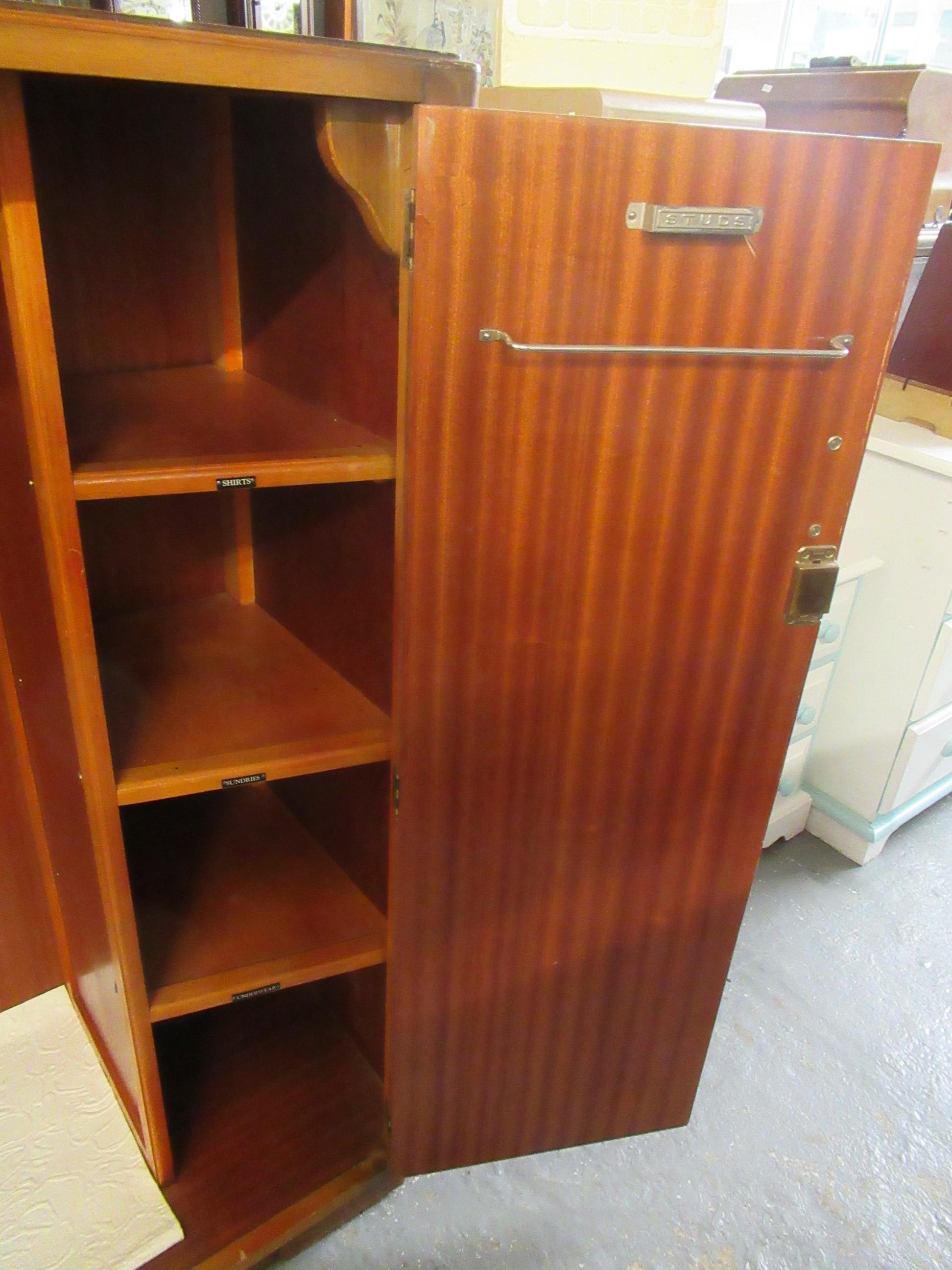 Art Deco design walnut two door blind panelled gentleman's free standing wardrobe. (B.P. 21% + VAT) - Image 4 of 7