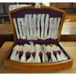 Cased canteen of Sheffield plated cutlery. (B.P. 21% + VAT) Appearing unused.