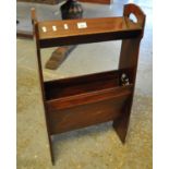 Edwardian mahogany inlaid book trough with shaped and pierced sides. (B.P. 21% + VAT)