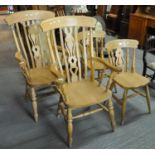 Set of four modern beech kitchen slat and spindle back chairs. (4) (B.P. 21% + VAT)