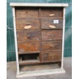 Vintage table top miniature carpenters chest of drawers, two drawers missing. (B.P. 21% + VAT)